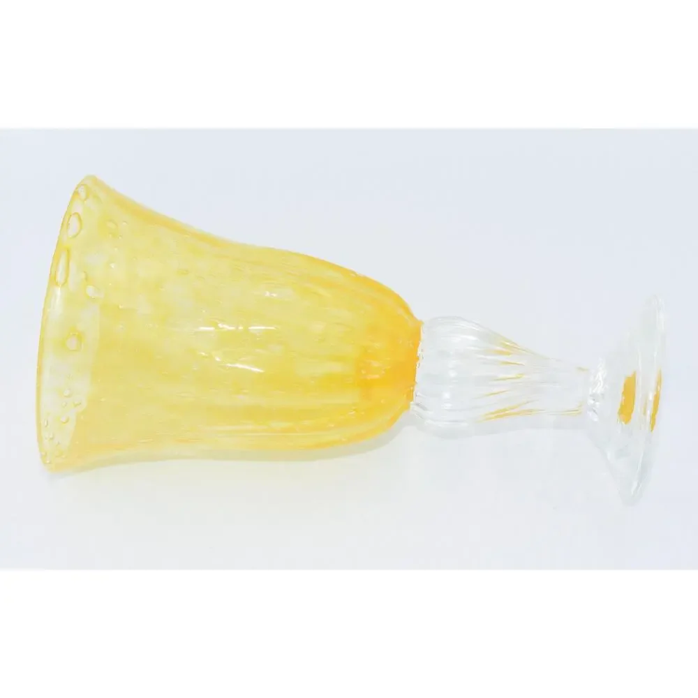 Val De Pome Christophe Saba Biot Seeded Yellow Wine/Water Stemware Goblet France